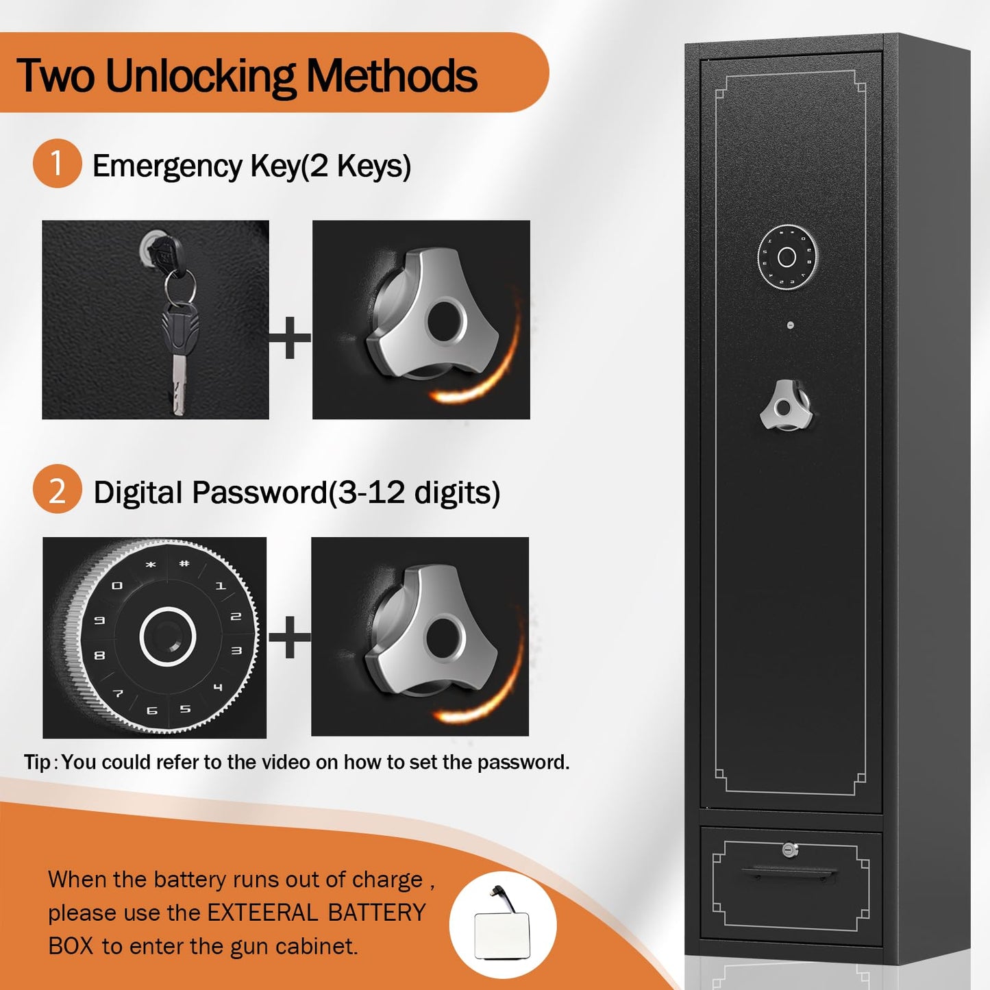 6 Gun Safes Gun Safe for Rifles and Pistols Heavy Duty Gun Cabinet for Rifles and Shotguns Rifle Safes for Home Gun Safe Clearance Gun Locker with Drawer Digital Lock and Removable Shelf