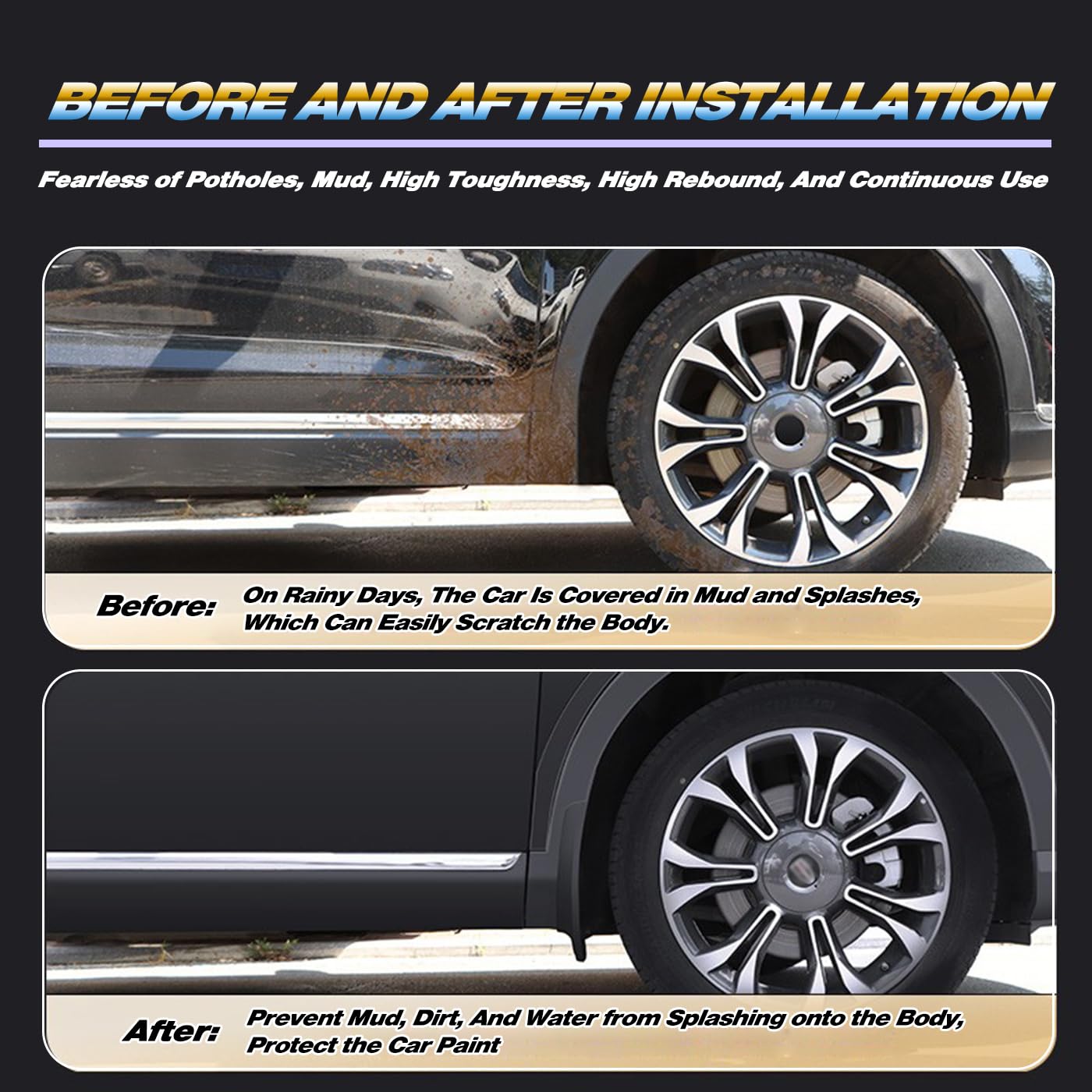 Mud Flaps Fit for 2019-2023 Ram 1500 Splash Guards, Fit for Without OEM Fender Flares, (Excl. Dual Rear Wheels or 1500 Classic Models), Dedicated Mudguard for Four Seasons Protection, 4pc Front/Rear