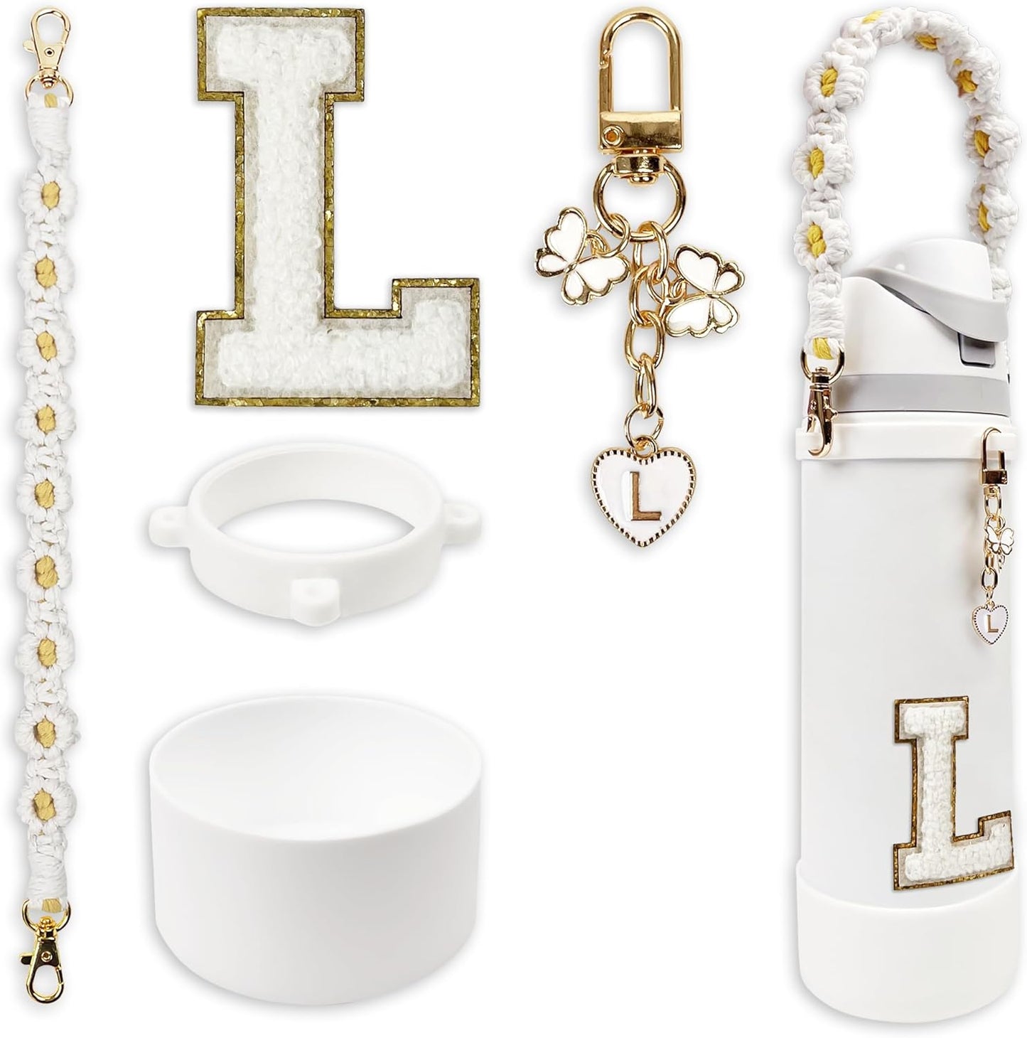 Silicone Boot Monogram Set for Owala Water Bottles | Cute Pink & Black Accessories