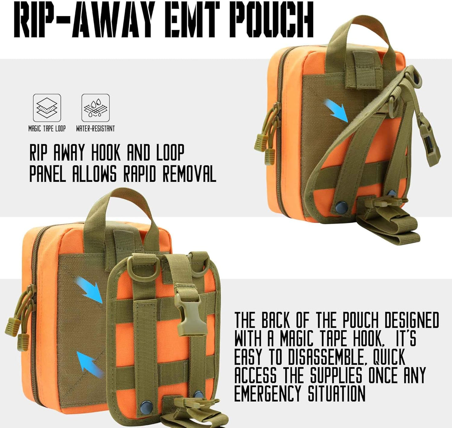 1000D Molle Ifak Pouch Rip Away, Tactical Tear Away Medical Pouch Empty, Military First Aid Pouch Bag Only for Camping Hiking Travel
