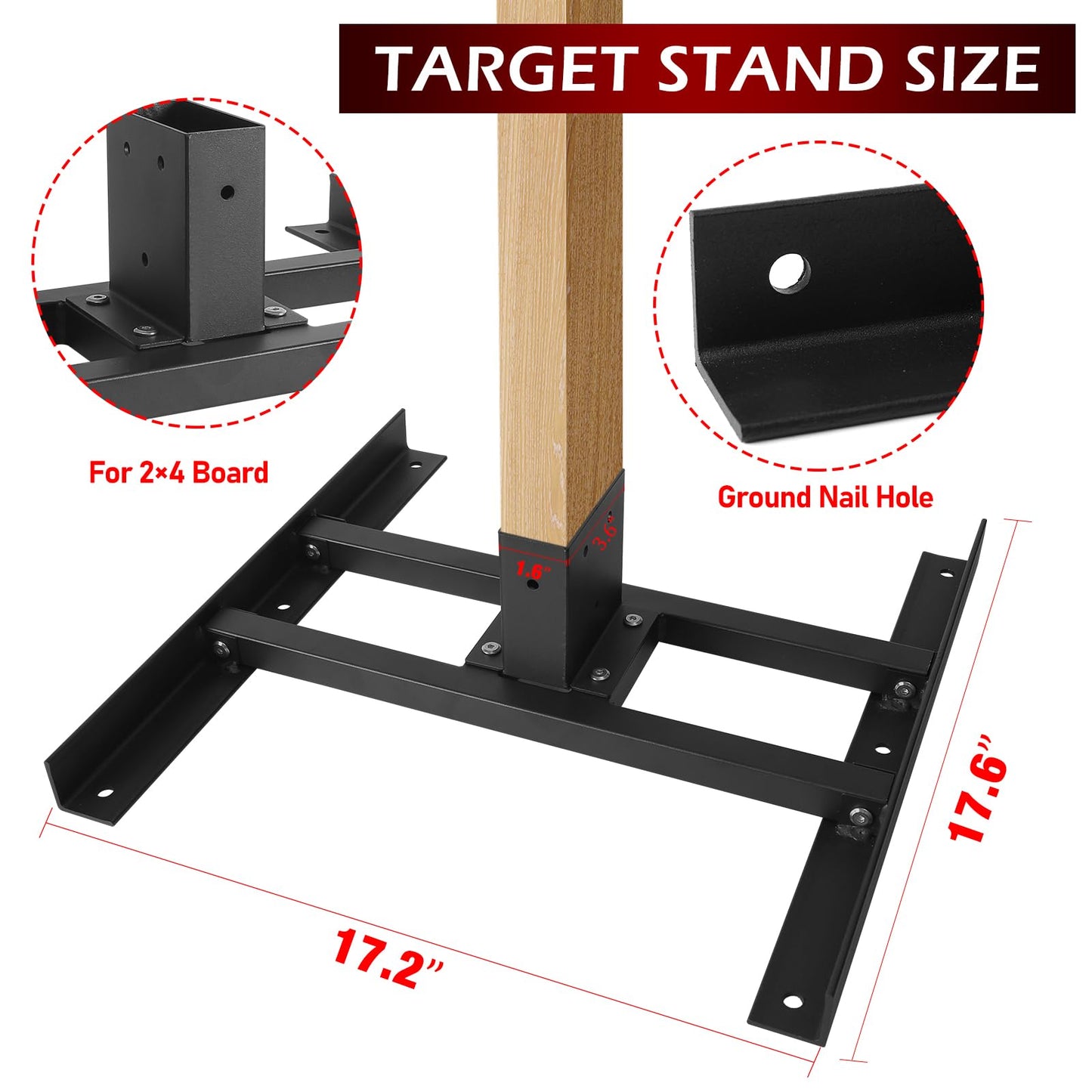 1 Pcs 2"x4" Shooting Target Stand for Outdoors, Target Stand Kit with Double T-Shaped Base