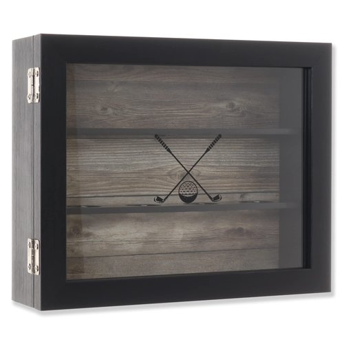 Lawrence Frames 8x10 Golf Ball Shadow Box Display Case - Holds 12 Golf Balls,Black