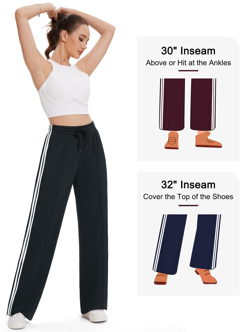 Tapata Women's 34" Inseam Tall Track Pants Loose Straight Leg Jogging Sweatpants Warm-Up Sports Athletic Running, Black, S