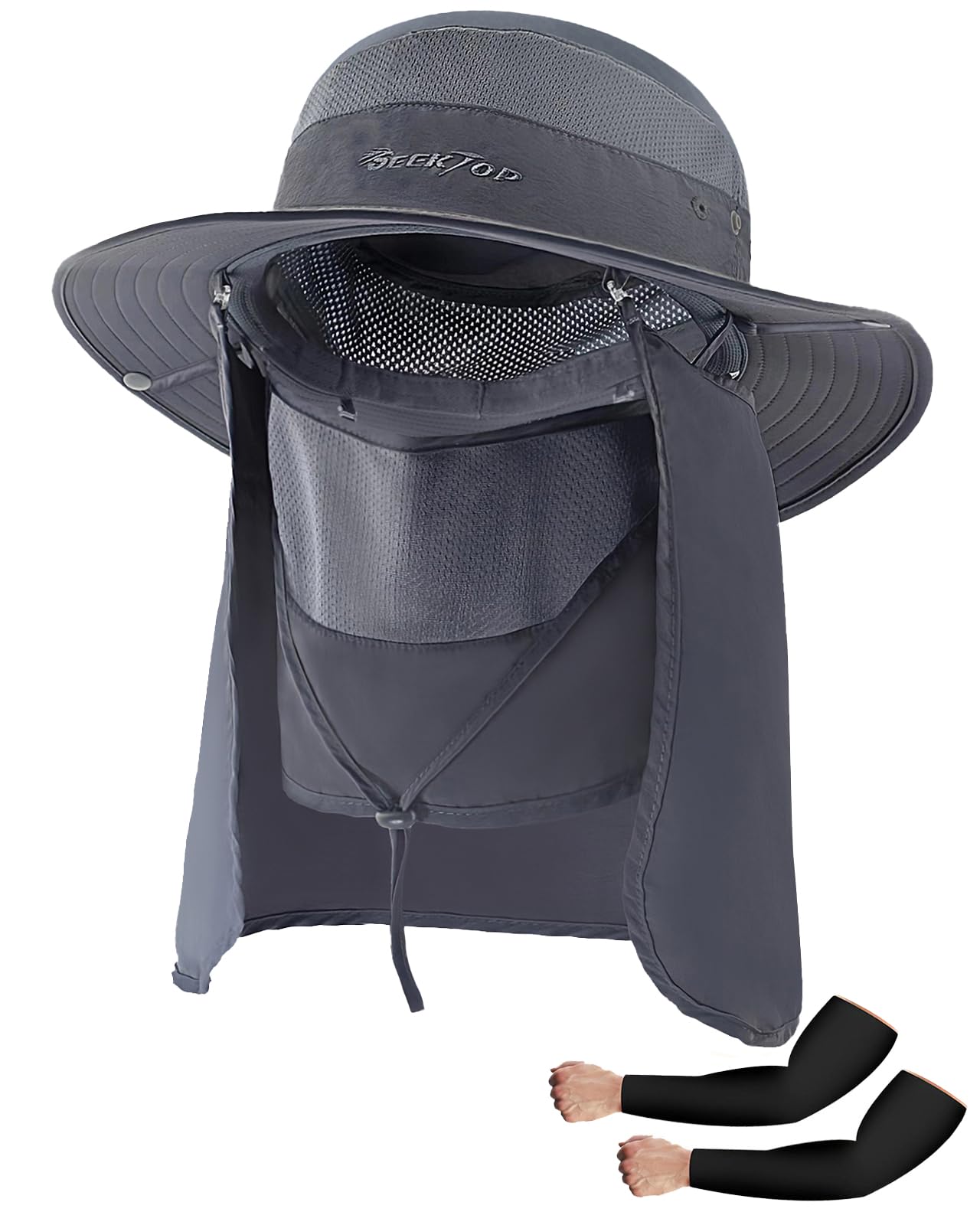 Fishing Hat for Men & Women, Outdoor UV Sun Protection Wide Brim Safari Hat with Face Cover & Neck Flap for Hiking Hats