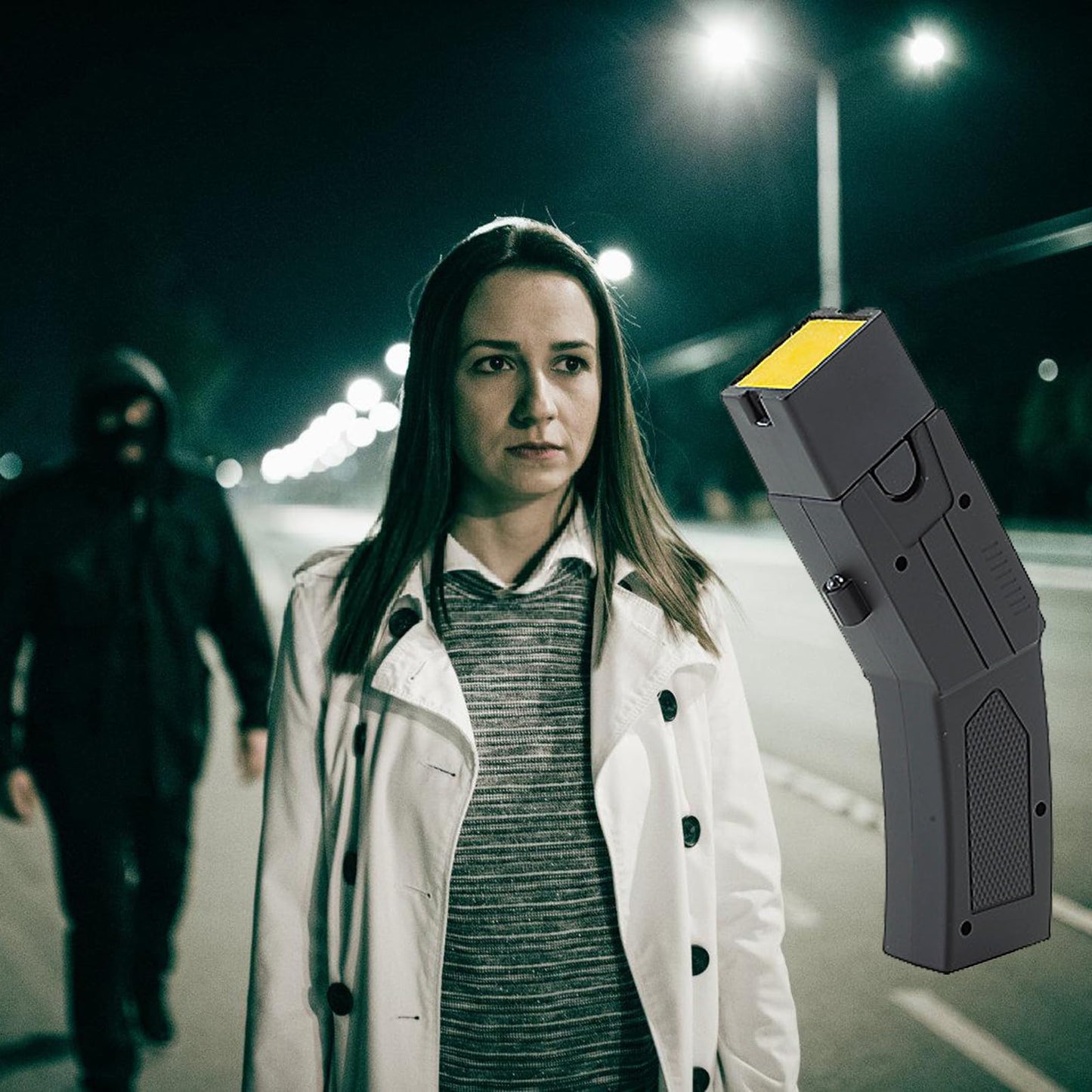 KEBO Self-Defense Heavy Duty Stun Gun for Men & Women,15 Foot Range,1.60 µC Painful Charge,LED Flashlight,Safety Switch