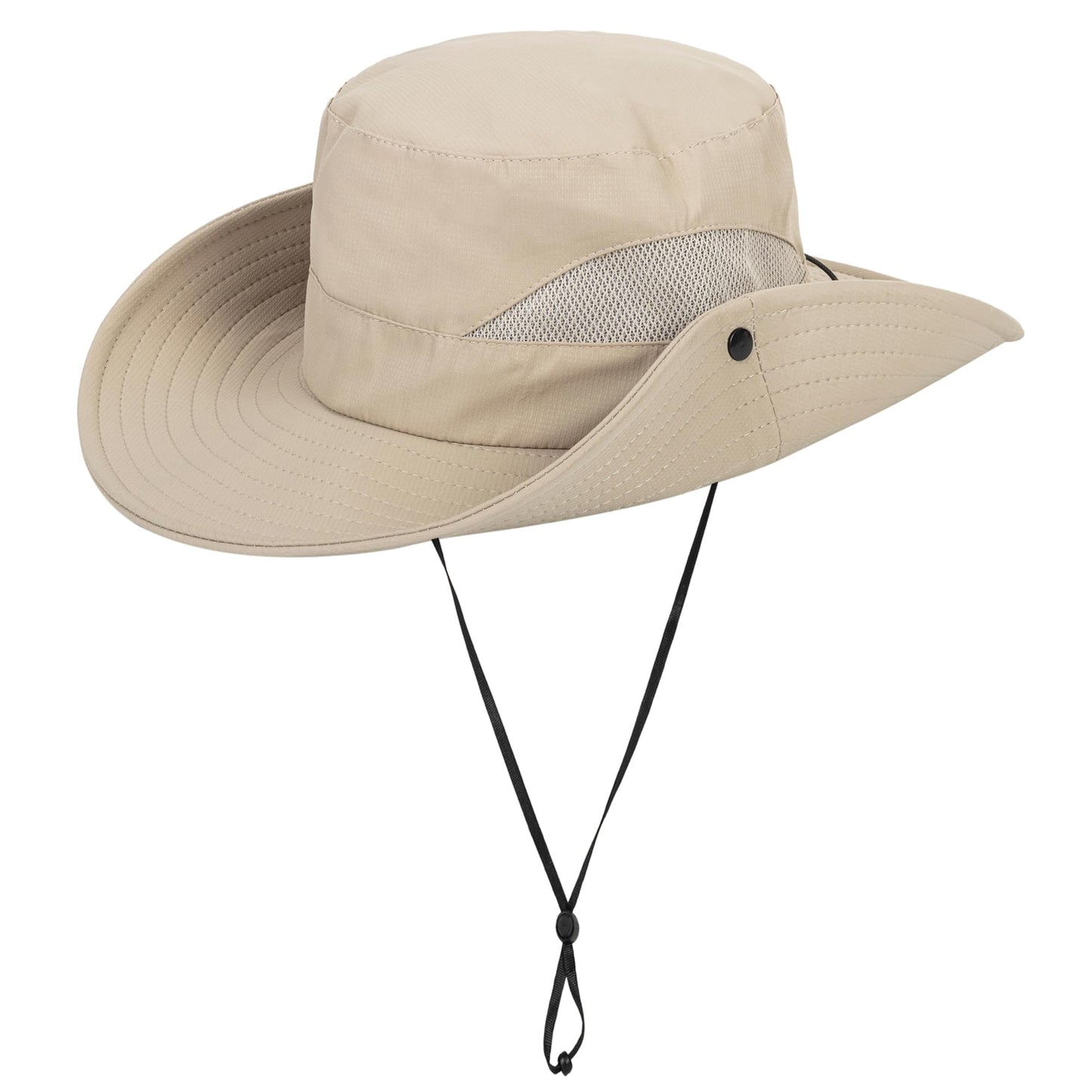 Kids-Bucket-Summer-Sun-Hat Wide-Brim Outdoor Fishing Beach UV-Protection Cap(7-14 Years Dark Beige