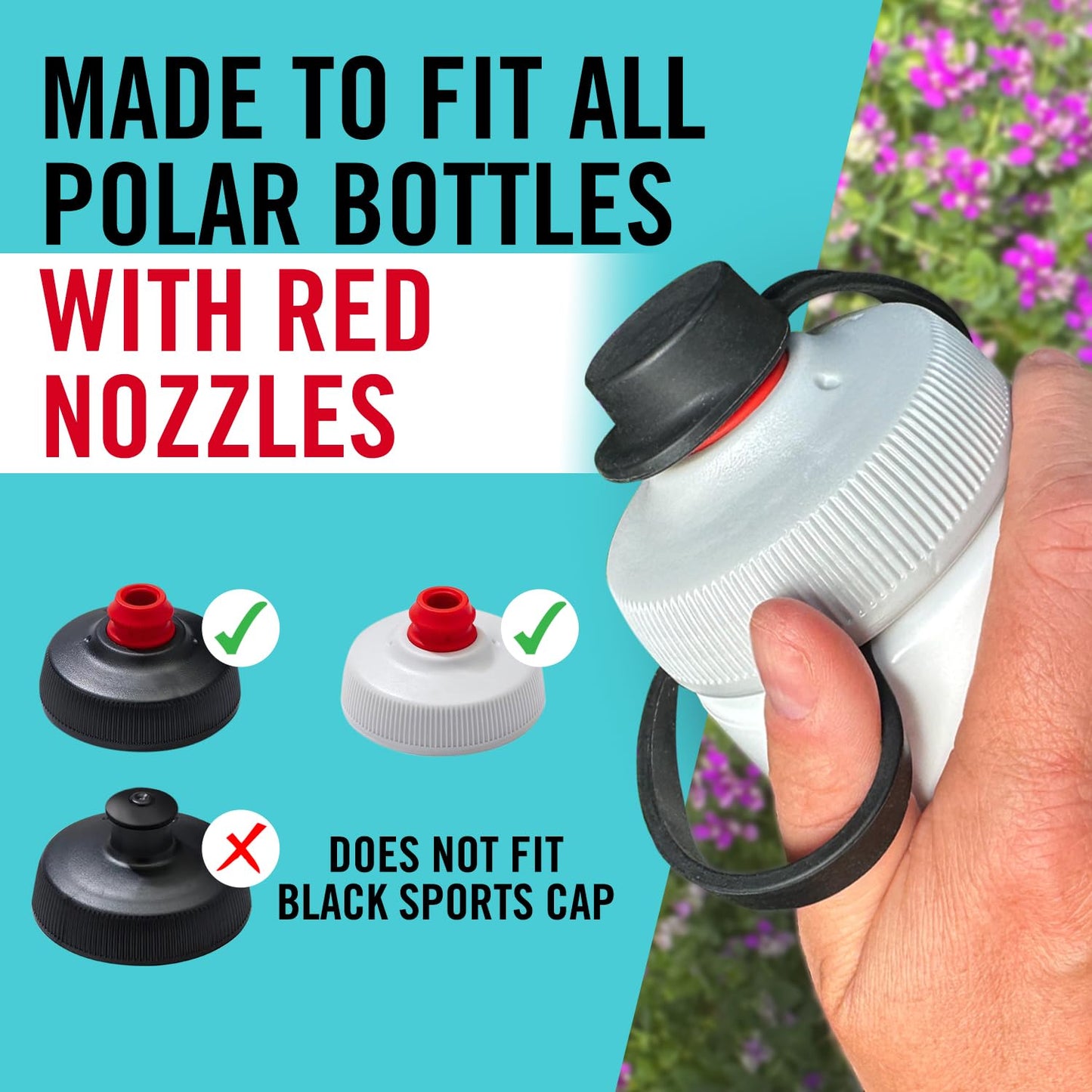 Samorillo 2-Pack Mud Guard with Durable Handle for Polar Bottles - Fits Red Nozzles Only - Bottle Top Not Included - BPA-Free, Phthalate-Free, Lead-Free Silicone Muck Cap/Mud Cap