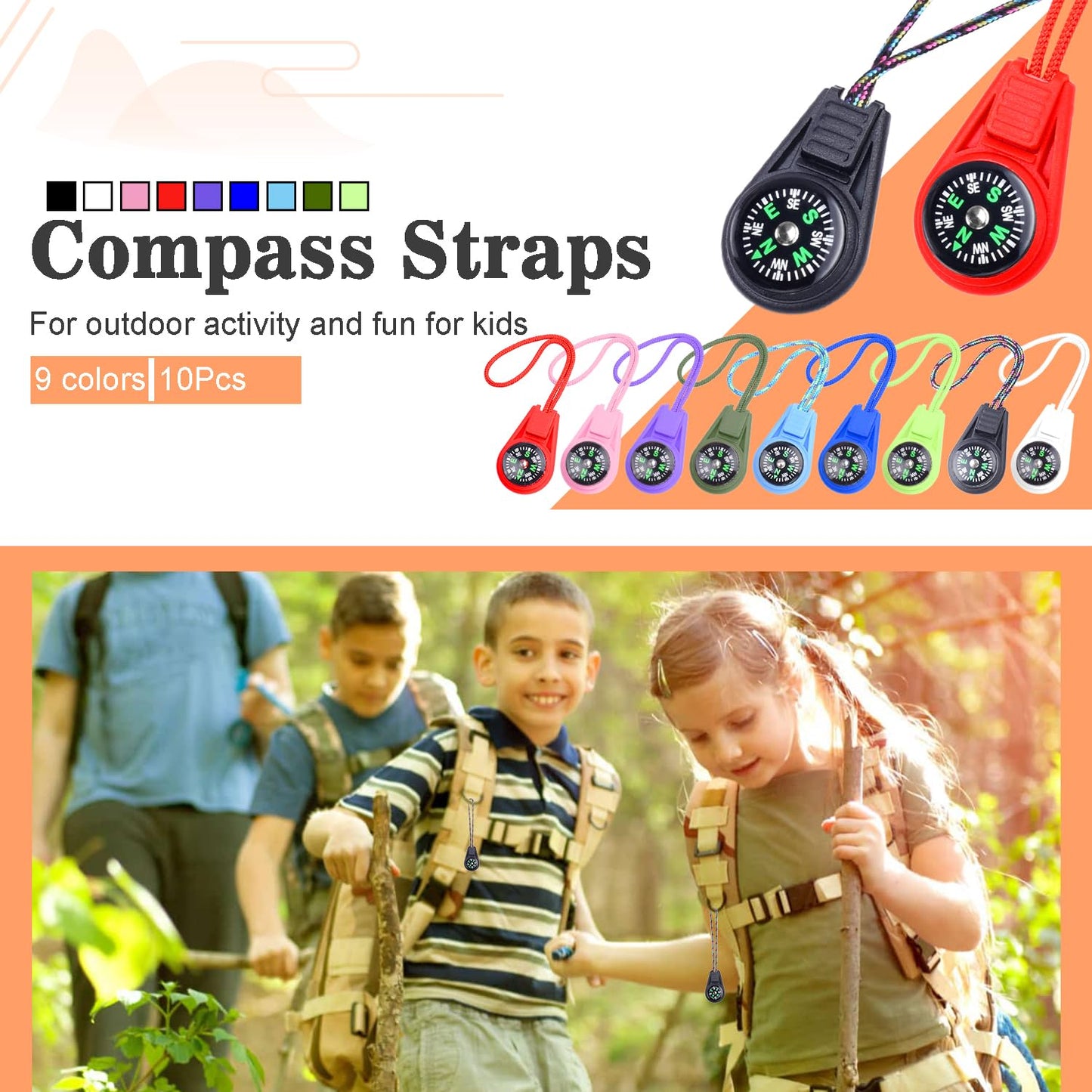 10 Pack Kids Compass Bulk Mini Compass for Kids,Children's Classroom Compass for Navigation Lesson,Plastic Compass for Party Favor/Hiking/Boy Scout/Outdoor Survival (Mix)