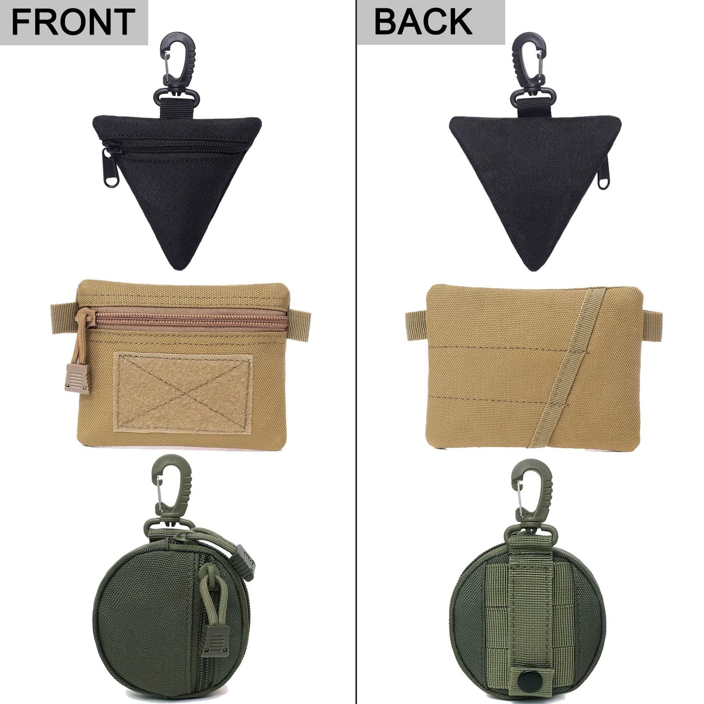 2 Packs Tactical EDC Pouches Compact Mini Military Molle Utility Pouch Accessories Organizer Bags Coin Purse Keychain Pockets Credit Card Holder for Waist Pack(2 Pack Horizontal Black)