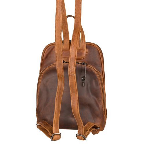 Lady Conceal Concealed Carry Abby Tactical Leather Backpack with Holster and Locking Zippers (Cognac)