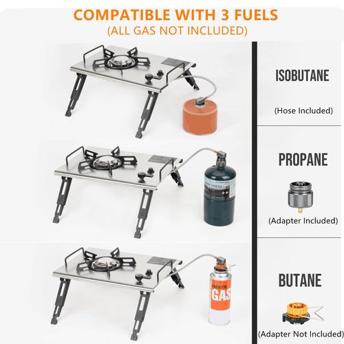 Onlyfire IGT Camping Table Kit with Propane Gas Stove and Carrying Case, Portable Folding Camp Table, IGT Unit Combination Combo for Picnic, RV, Car Trip, Tailgating, Patio, Backyard, GS337