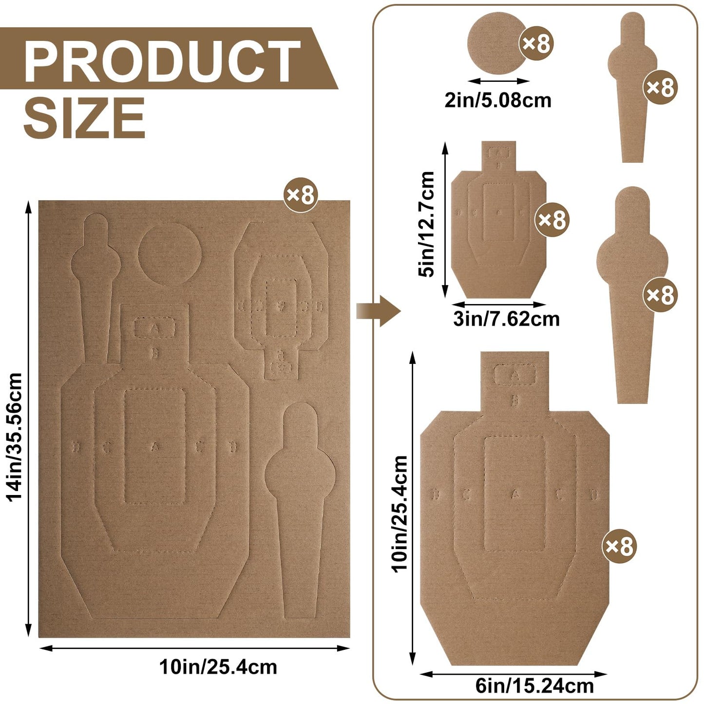 8 Set 40 Pcs Dry Fire Targets in Reduced Scale Cardboard Targets for Shooting Silhouette Competition Torso Range Shooting Practice Tactical