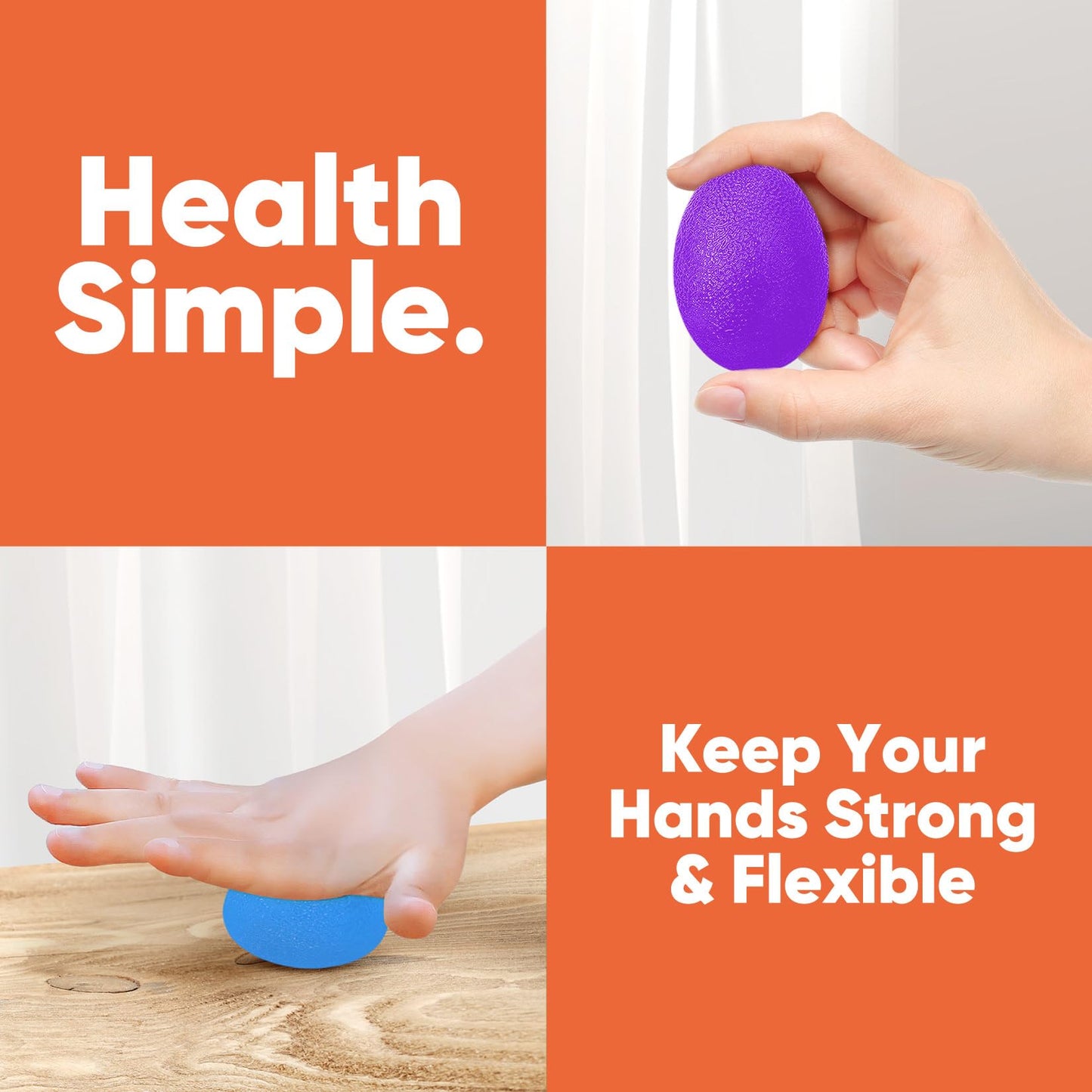 HiKeep Stress Balls for Adults (6 Pack), Grip Strength Trainer, Hand Strengthening Devices, Hand Exercisers for Strength, Exercise Balls Physical Therapy, Wrist Finger Strengthener, Forearm Exerciser