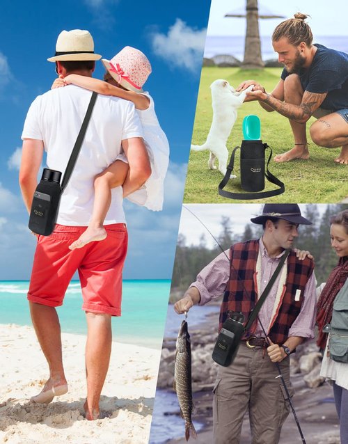 Ounic Water Bottle Holder With Strap for 12-20 oz Bottles, Adjustable Carrier Bag Suitable for Hiking, Travelling, Mountaineering, Walking, Beach Vacation