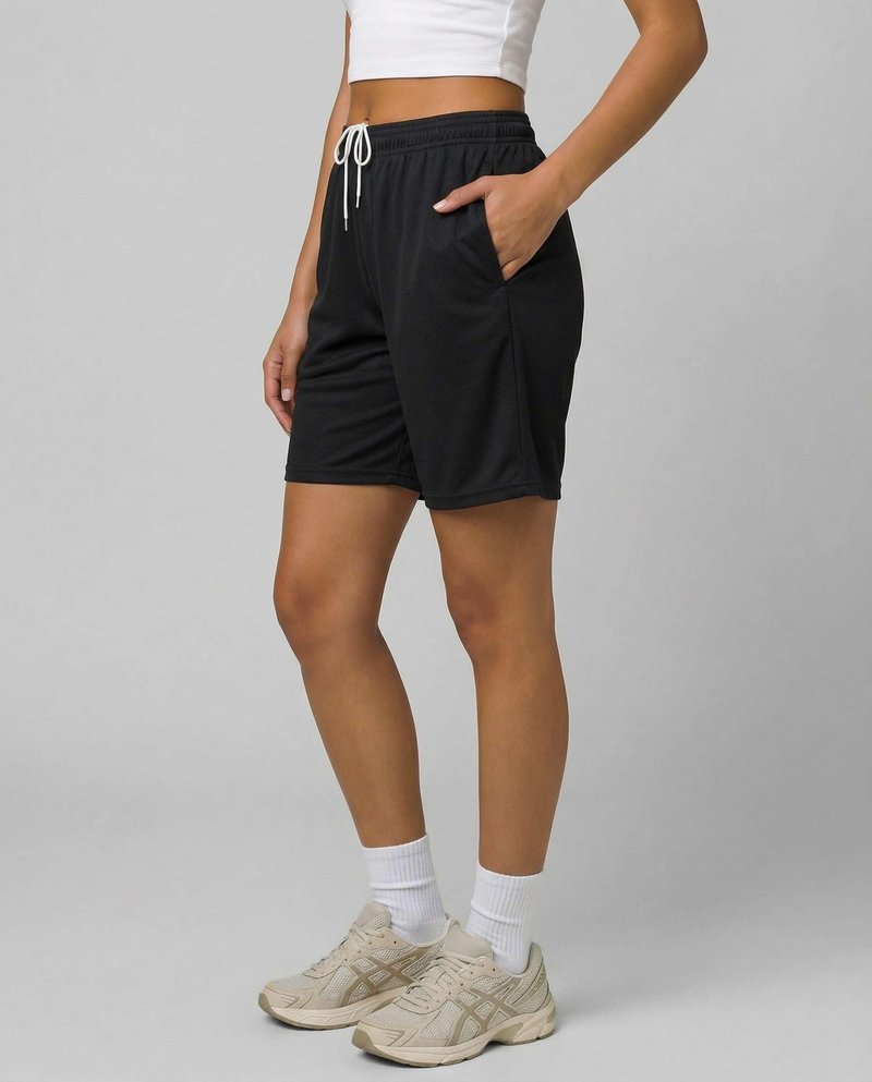 Real Essentials 4 Pack: Women's 7" Mesh Bermuda Athletic Shorts - Quick Dry Workout Running Pockets (Available in Plus Size)
