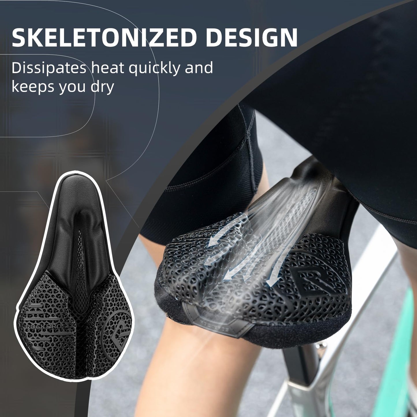 ROCKBROS Bike Seat Cover Cushion Bicycle Seat Cover for Men Women Padded Bike Seat Cover 3D Printing Road Bike Saddle Comfortable and Breathable Water Proof