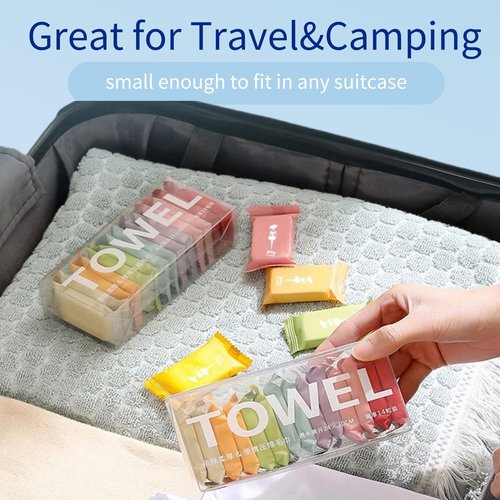 Dzronda Disposable Compressed Towels, Portable Compressed Towel Tablets, 28Pcs Travel Wash Cloth, Thicker Super Absorbent Wash Cloths for Travel, Face Towel Ideal for Outdoor Camping Hiking (28Pcs)