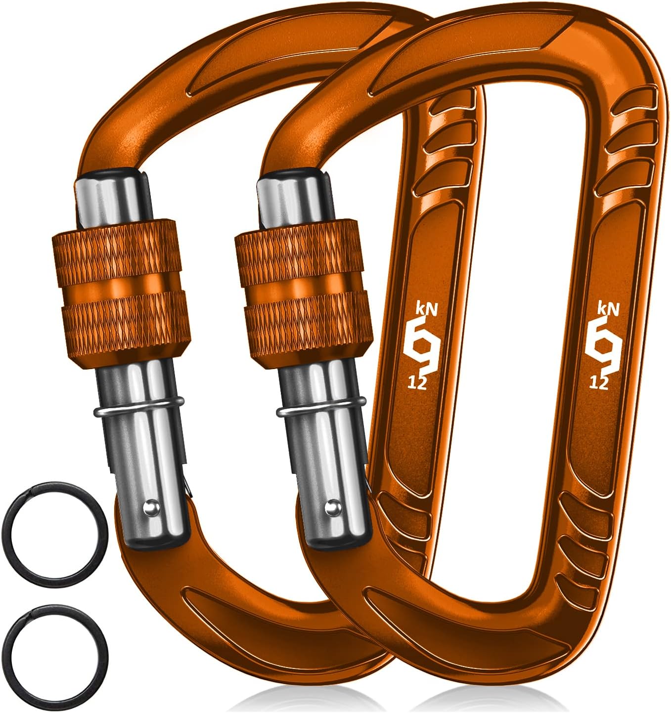 12kN (2697 lbs) Heavy Duty, Locking, Auto Locking, Wiregate Carabiner Clips, for Securing Pets, Outdoor, Camping, Hiking, Hammock, Dog Leash Harness, Keychains