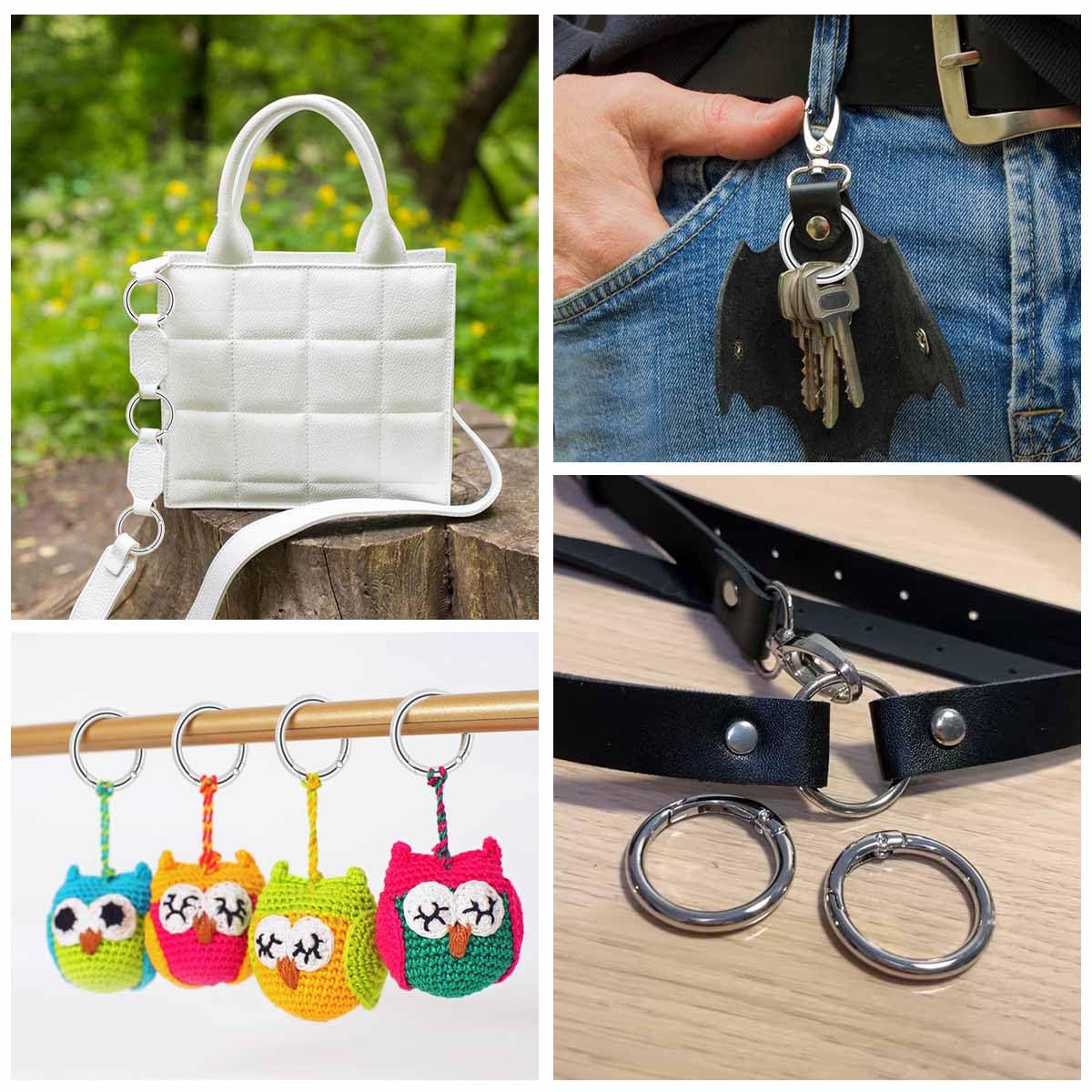 10 Pack Spring O Rings Round Carabiner Clip Key Ring Buckle Zinc Alloy Round Spring Snap Hooks for Keychain Keyring DIY Purse Handbag Chain Rings Clip Replacement (Silver)