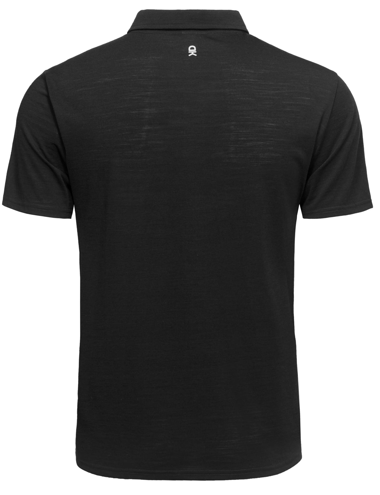 Little Donkey Andy Mens Wool Polo Shirts Moisture Wicking, Quick-Dry Performance Short Sleeve Golf Shirts for Men (Black S)