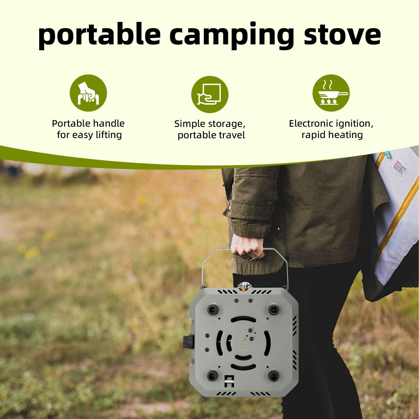 2 Burner Folding Camping Stove with Griddle,Portable Folding Camp Stove with 2 adjustable burners ,Camping stove for camping, propane stove for camping,2 burner camping stove foldable