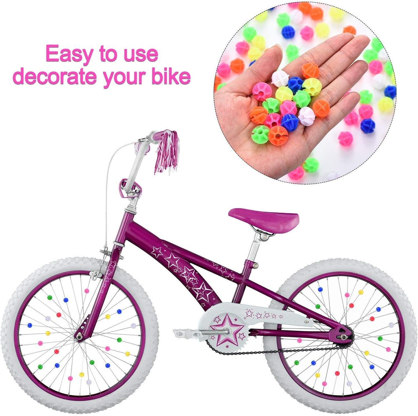 216PCS Assorted Colors Bike Bicycle Wheel Spokes Plastic Clip Bead