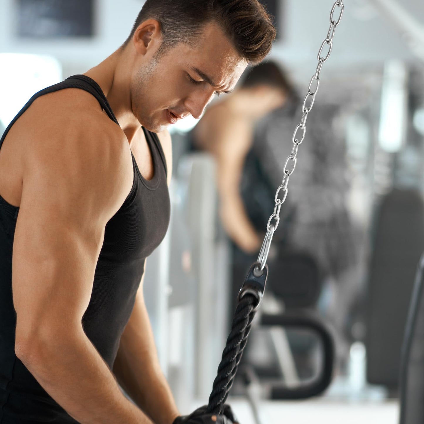 23.62Inch Fitness Chain,Weight Chain Extension Gym Extension Chain for Triceps Exercise Deadlift Back Squat