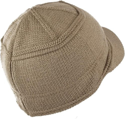 Army Style Acrylic Cadet Winter Beanie Hat with Visor