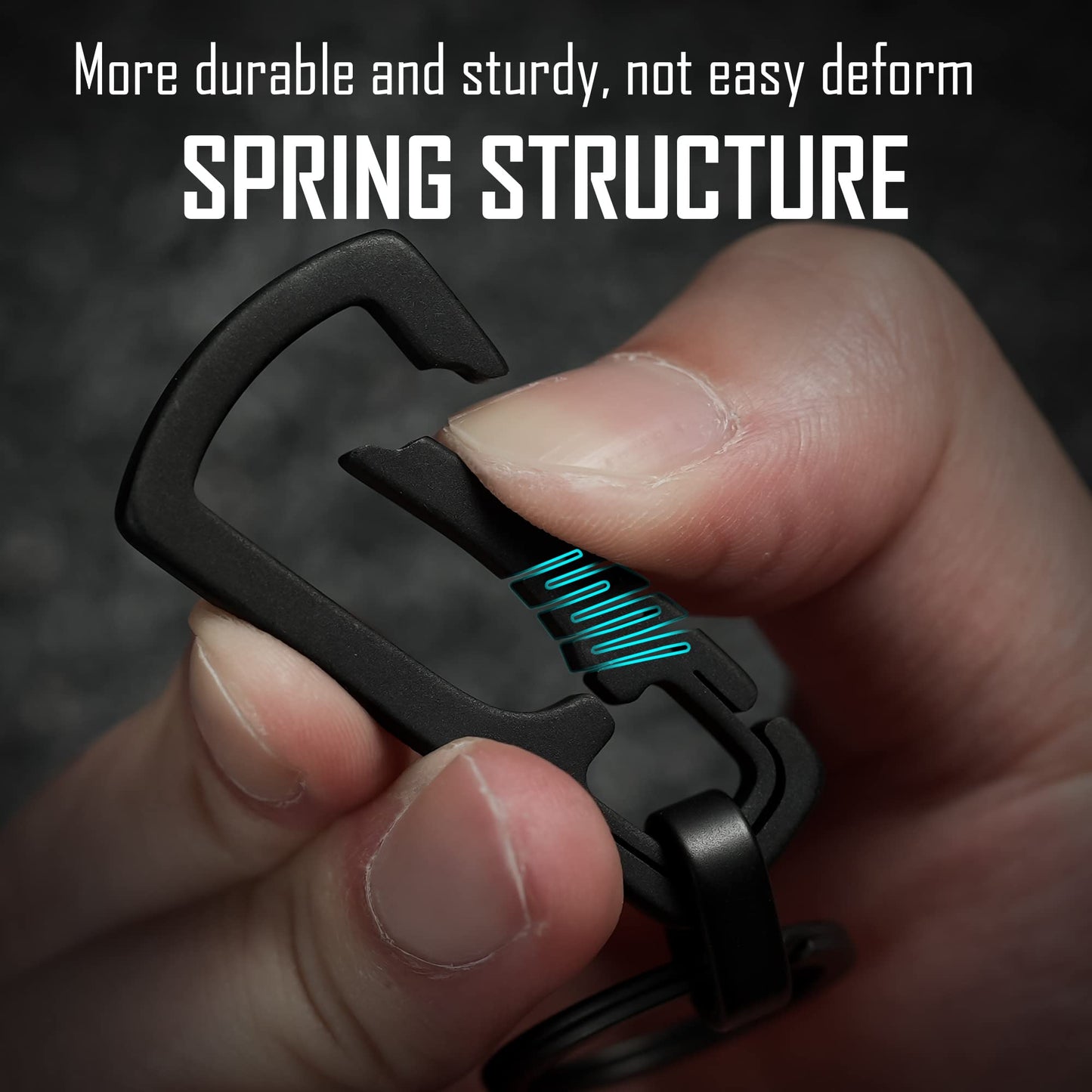 KeyUnity KM04 Titanium Carabiner Keychain Clip & KA15BK Double-end Swivel Keychain Key Ring Connector Bundle
