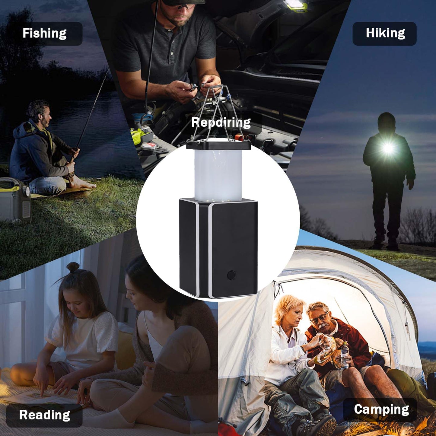2Pack Solar LED Rechargeable Emergency Camping Lantern,White Solar Rechargeable,Rechargeable Type C,Emergency Lights Hand-Crank Power Generation,Phone Power Supply Function,flashlights