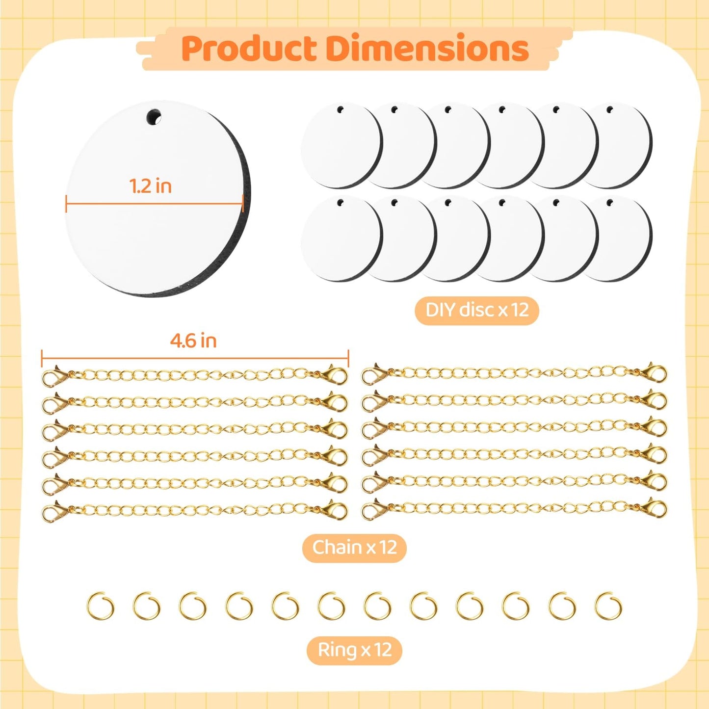 12 PCS Blank Cup Charms for Tumbler, Gold Sublimation Charm Accessories, Initial Name ID Charm Tumbler Handle Charm for DIY Craft