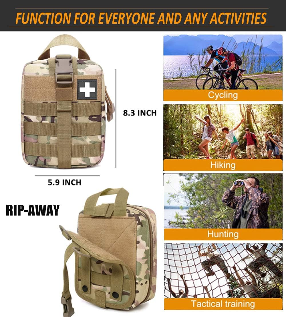 1000D Molle Ifak Pouch Rip Away, Tactical Tear Away Medical Pouch Empty, Military First Aid Pouch Bag Only for Camping Hiking Travel