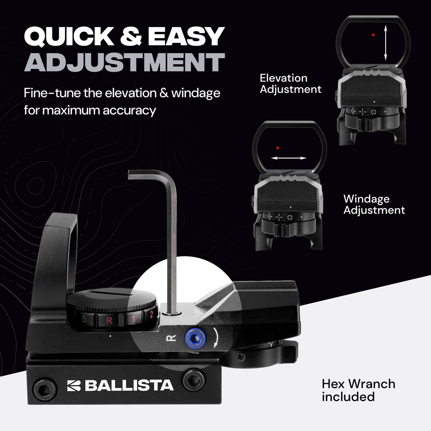BALLISTA 1x23x34mm Tactical Reflex Green Red Dot Sight Optic with 20mm Rail Mount for Hunting Shooting, Battery Included