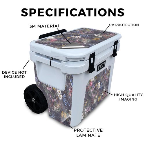 Glossy Glitter Skin Compatible with Yeti Roadie 32 Wheeled Cooler - Midnight Blossom - Premium 3M Vinyl Protective Wrap Decal Cover - Easy to Apply | Crafted in The USA by MightySkins