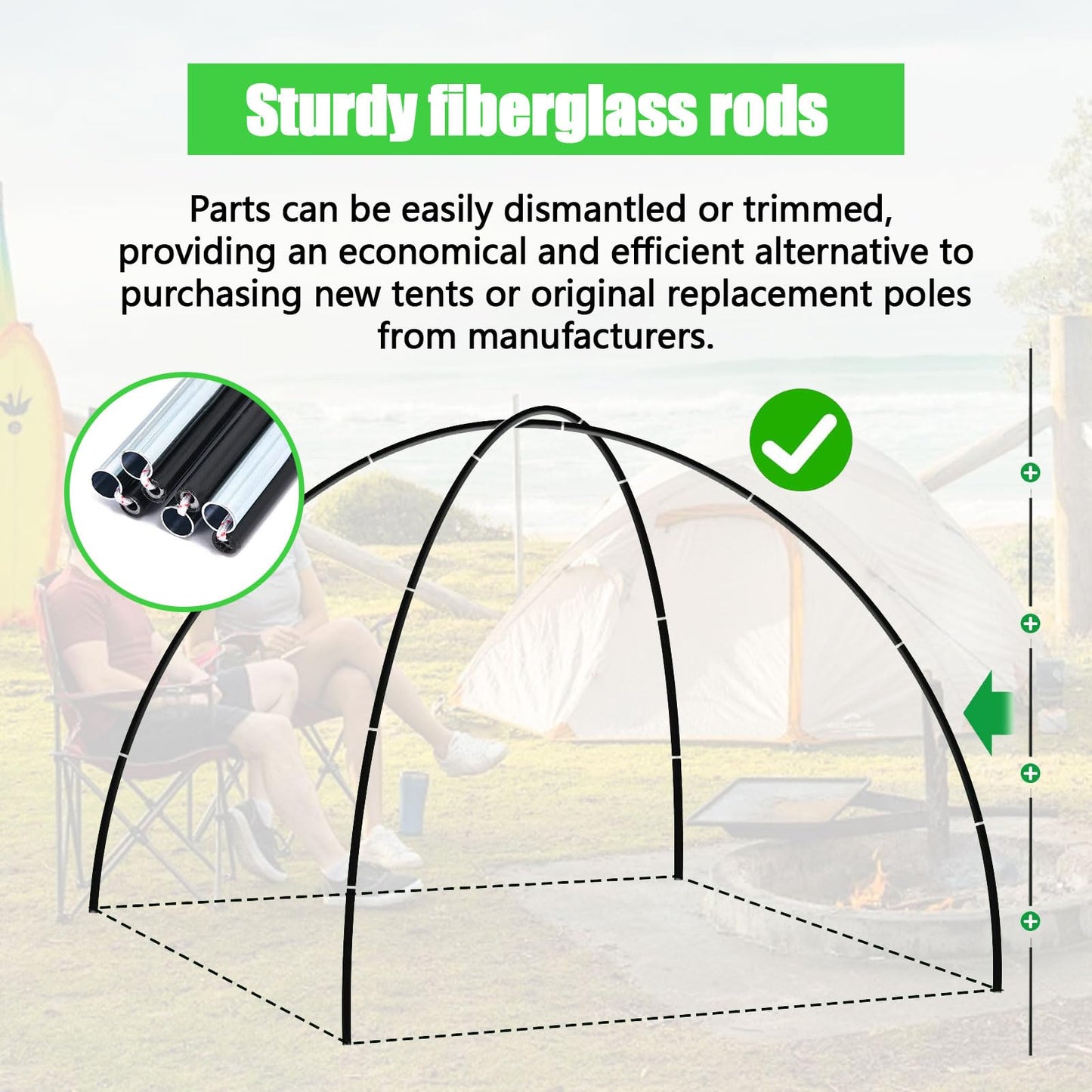 2PCSX20Feet Length,Tent Pole,Kids Tent Replacement Poles for Kids Tent , 9.5mm ,Hiking and Camping Tarp,Suitable for All Kinds of Outdoor Camping Tent;15 Poles Included; (2PCSX20Feet Length)