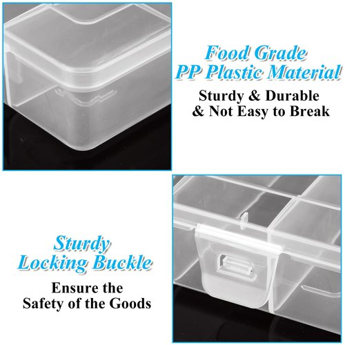LDHHYH 10 Pack 6 Grids Tackle Box Organizer, Clear Fishing Tackle Boxes, Clear Organizer Box with Dividers, Plastic Storage Organizer Container for Crafts, Beads, Earrings, Screws, Nail, Pins