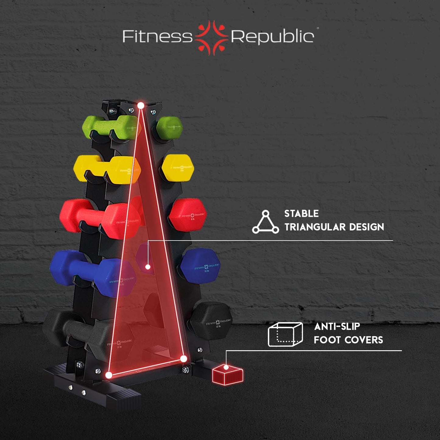Neoprene Dumbbells Weight Storage Rack - 2.0 MM Thick Steel Weight Organizer - Ideal Choice for Home Gym - Easy to Assemble and Store