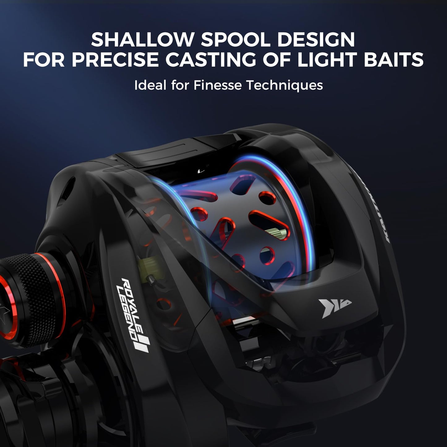 KastKing Royale Legend Fishing Reel, Ultra-Light Aluminum Spool, Corrosion Resistant, Shallow Compatible With Royale Legend II/GT Baitcasting Reels, Black