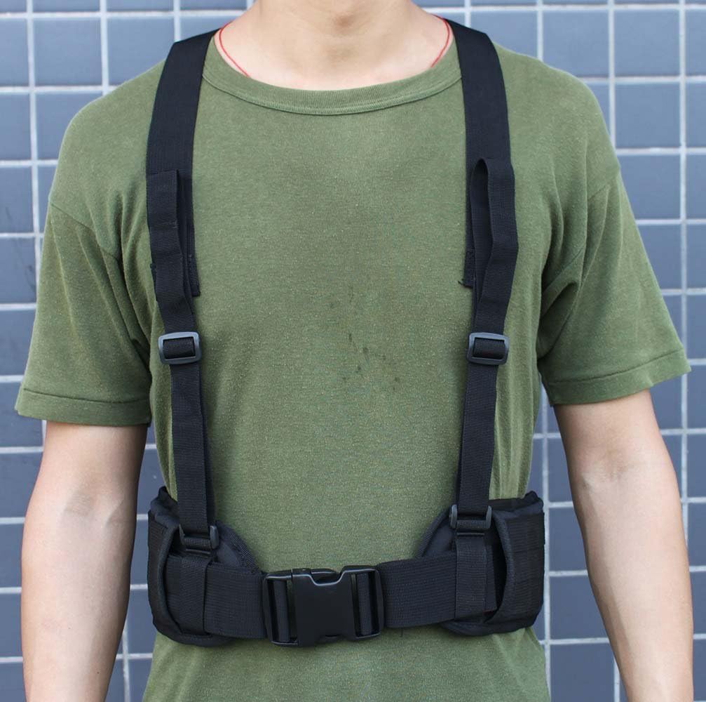 FAMI Tactical Battle Combat Airsoft Padded Equipment Molle Waist Belt with Adjustable Suspenders Free Straps