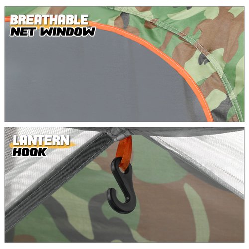 MoNiBloom 1-2 Person Camping Tent Lightweight Backpacking Dome Tent Waterproof Windproof Two Doors Easy Setup Double Layer Outdoor Tents for Family Camping Hunting Hiking Travel, Camouflage