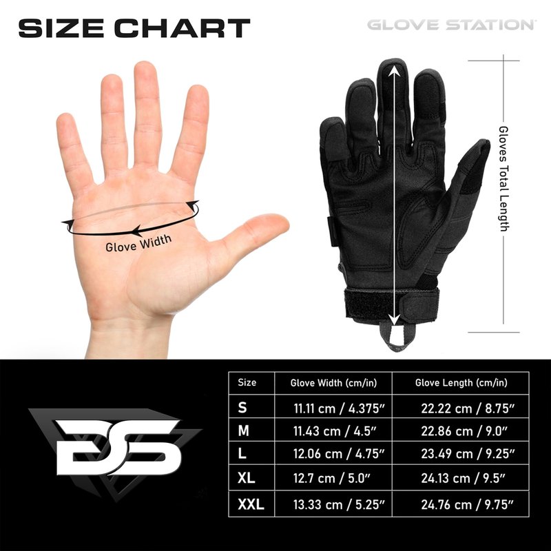 Glove Station Gloves for Men – Touchscreen Utility Gear with Hard Knuckle Protection Used in Motorcycle, Airsoft, & Outdoor Work Black - Hard Knuckle Small