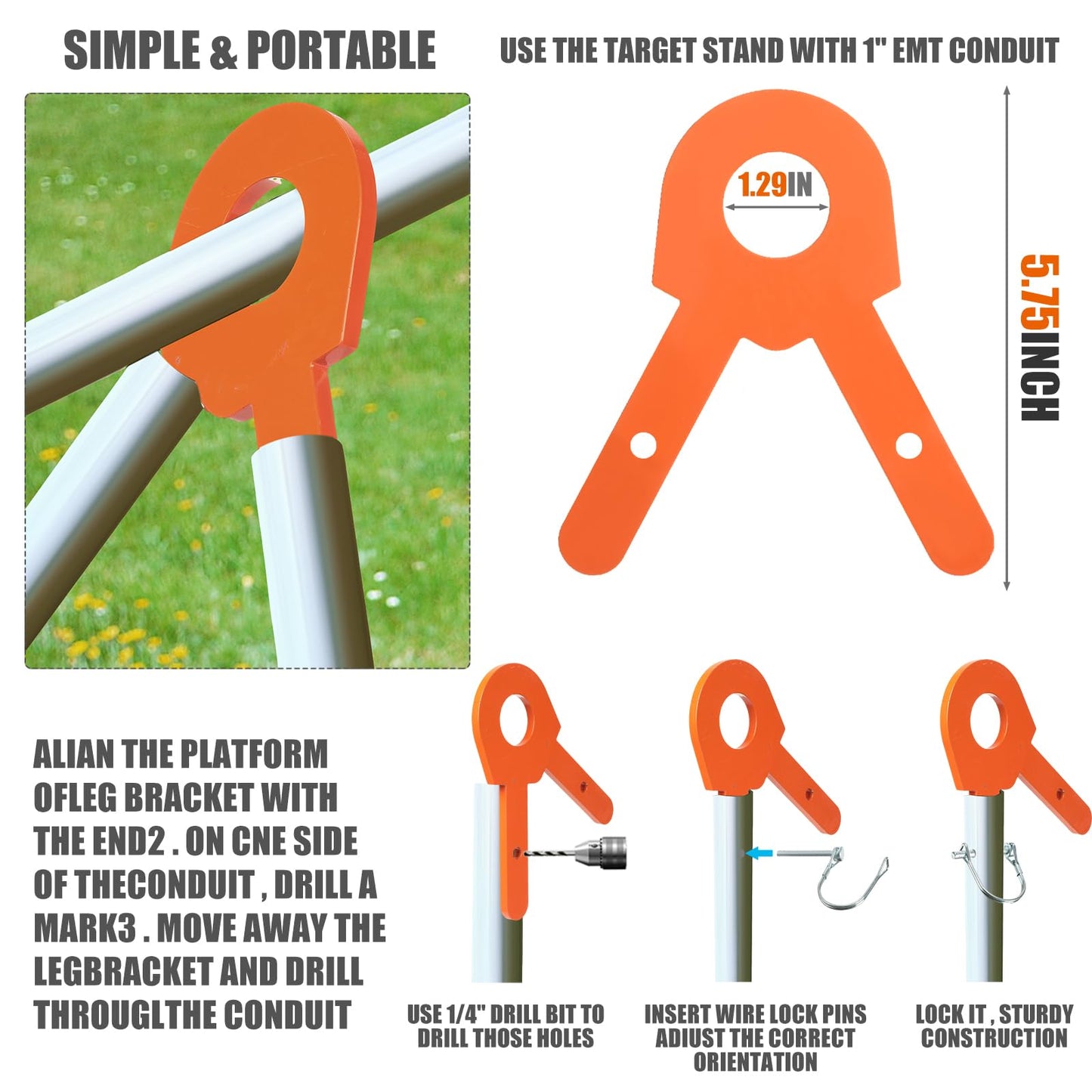 Syhood 3/8''-Gong AR500 Steel Targets Hanging Kit Include 3 Pcs 3.94"/5.91"/7.87" Metal Steel Shooting Targets 6 Pcs Hang Hooks 2 Pack Leg Brackets 4 Pack Wire Lock Pins(Orange)