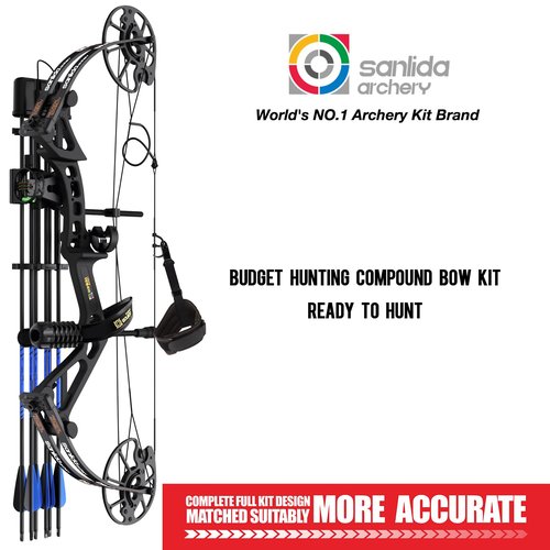 Sanlida 2024 New Dragon X7 Ready to Hunt Compound Bow Package for Adults, Archery Compound Bow and Arrow Set, 0-70 Lbs Draw Weight, No Bow Press Needed, Limited Life-time Warranty (Black)