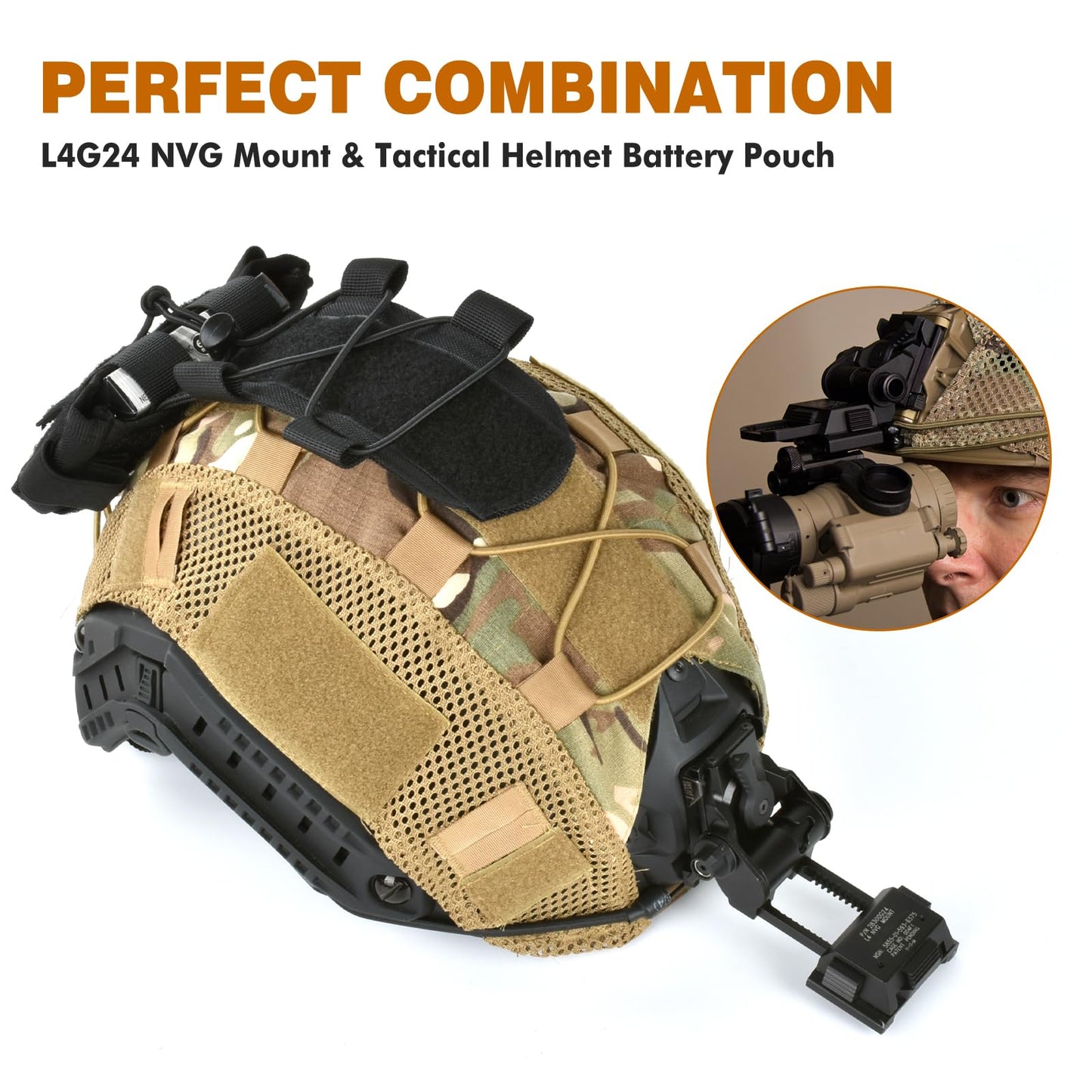 Gexmil CNC PVS15/18 Night Vision Goggles Mount for L4G24 NVG Mount and Tactical Helmet Battery Pouch MK2 Helmet Battery Pack(Black)