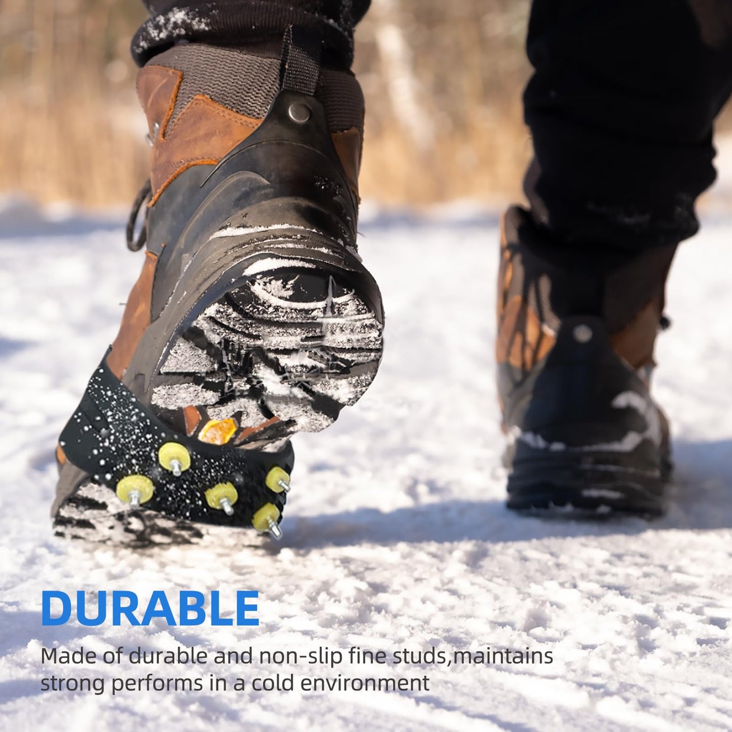 Kids Silicone ICE CRAMPONS – Anti-Slip 5 Spikes for Footwear, Traction Grips for Walking, Hiking, Snow, and ICE Adventures
