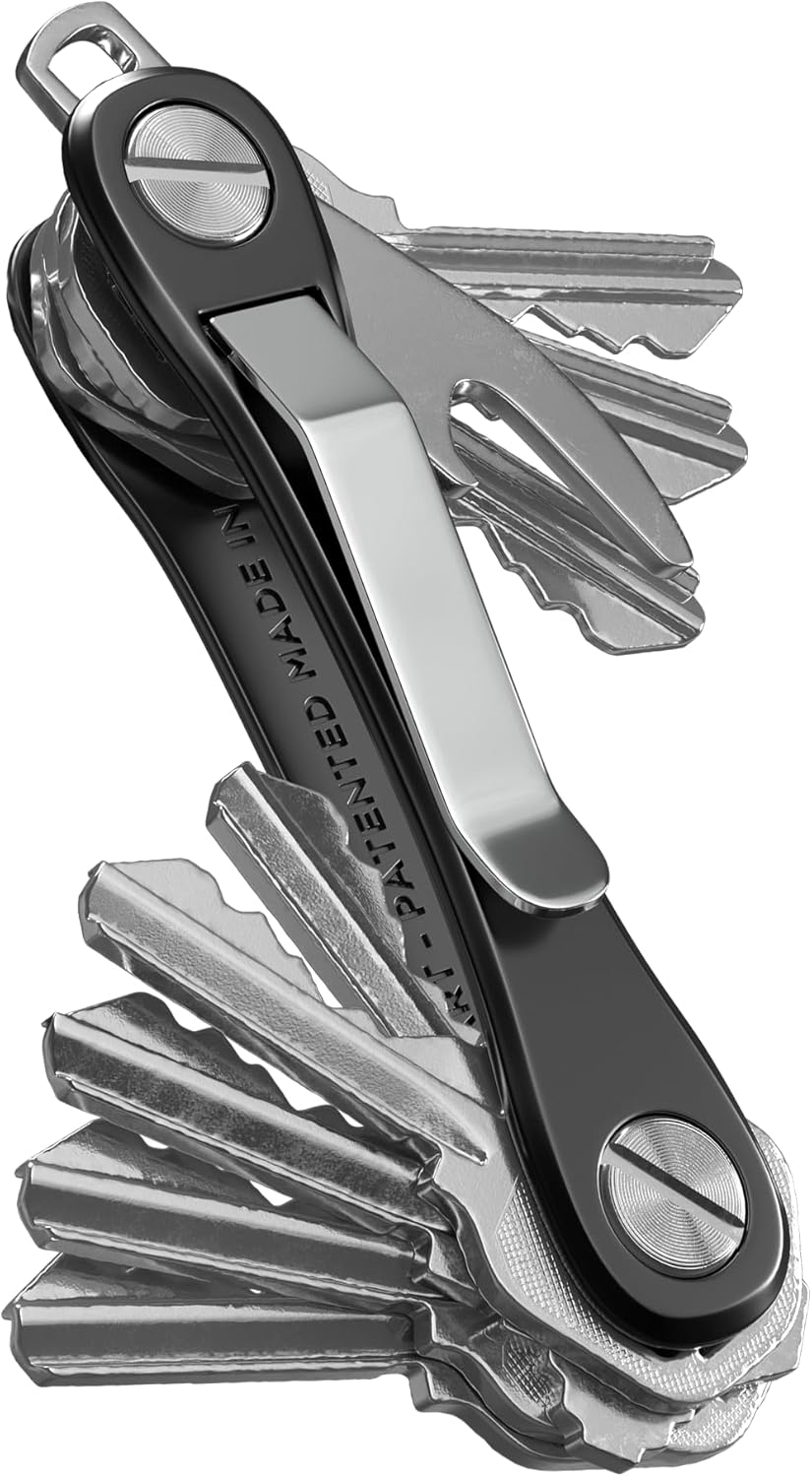 KeySmart Rugged - Multitool Key Holder for Keychain w/Bottle Opener and Pocket Clip, Key Organizer for Key Chain, EDC Keychains, Key Ring for Car Fobs Key Chains, Expandable (Up to 14 Keys, Blue)