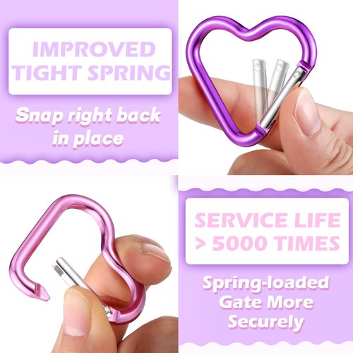 Shimeyao 40 Pcs Heart Keychain Clips Bulk, Aluminum Alloy Snap Heart Shaped Clips for Keys Backpack Outdoor Camping Hammock Dog Leash Water Bottles Holder Traveling Gifts