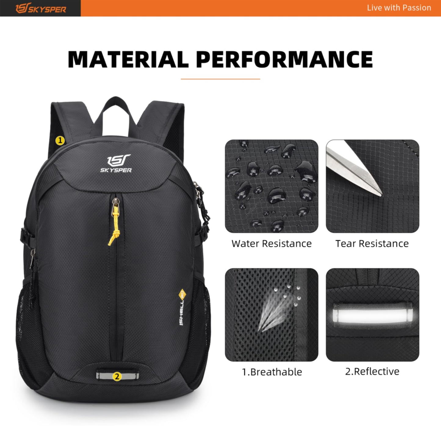 SKYSPER Packable Hiking Backpack - 20L Travel Backpacks for Women Men Foldable Daypack Lightweight Nylon Small Bag