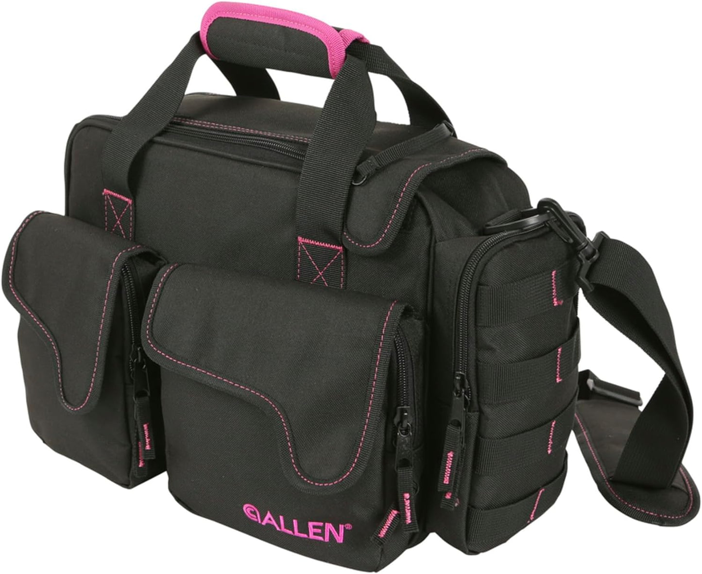 Allen Company Dolores Women's Compact Shooting Range Bag - Gun Storage Pouches for Handguns, Shooting Glasses, Gloves, Ear Protection, and Other Accessories - Black/Pink - 13" x 4.5"