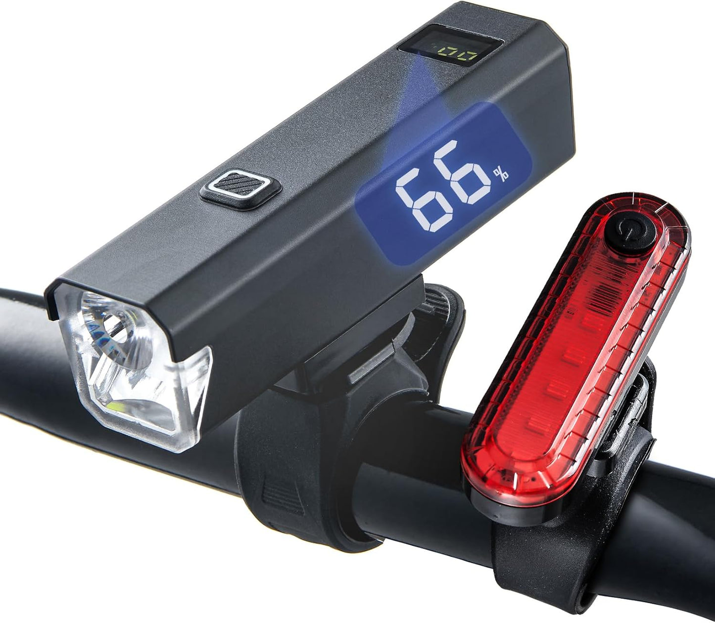 2 Packs Bike Light Set Super Bright Focus Adjustable Front Headlight and Rear LED Mountain Bicycle Light, Mount Included JB866